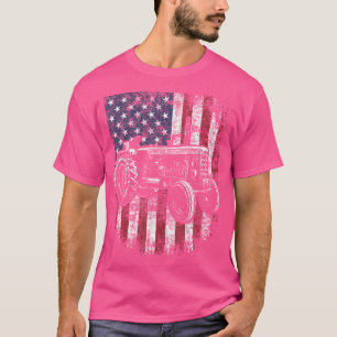 Camiseta Trator Patriótico Trator Bandeira Americana Fazend