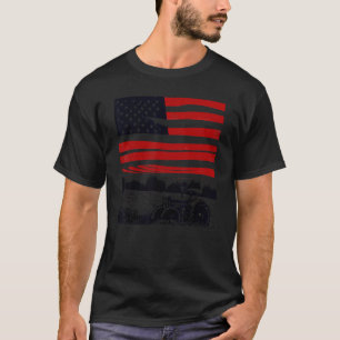 Camiseta Trator patriótico venenoso em uma bandeira fazenda