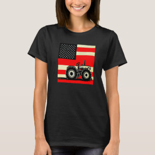 Camiseta Trator patriótico vintage em uma fazenda com bande