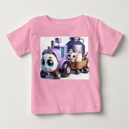 Camiseta Trator roxo com vaca e leite