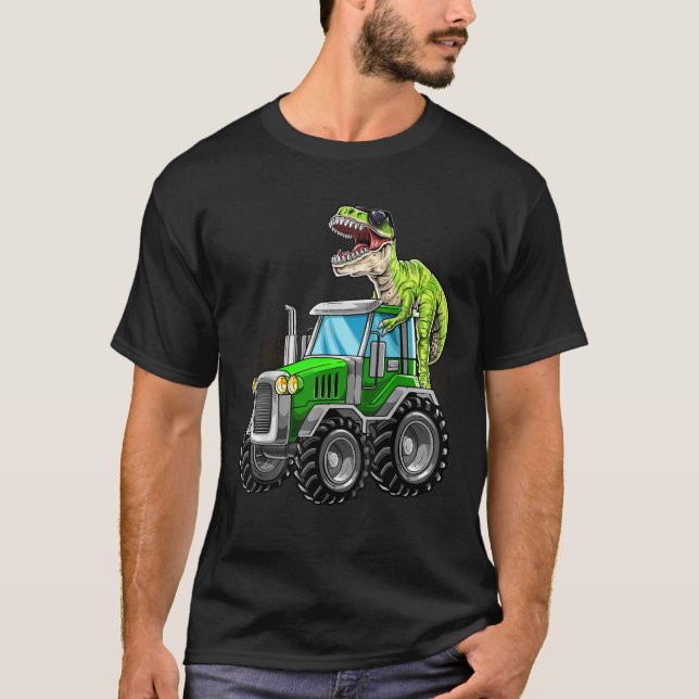 Camiseta Trator Saurus Rex T Rex Dinossaur Trator Aniversár (Frente)