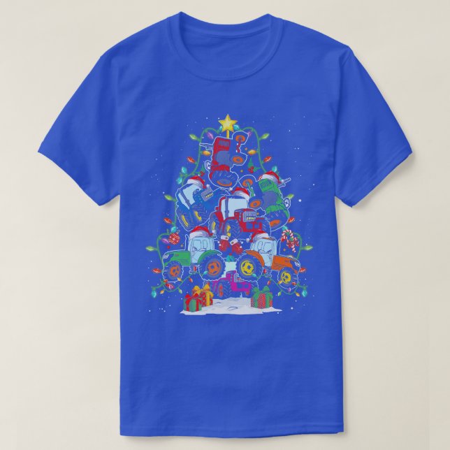 Camiseta Trator Trator Truck Árvore de Natal Trator Leve Fa (Frente do Design)