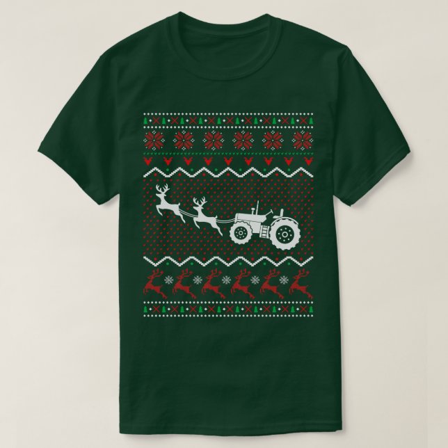 Camiseta Trator Ugly Christmas Present Farmer (Frente do Design)