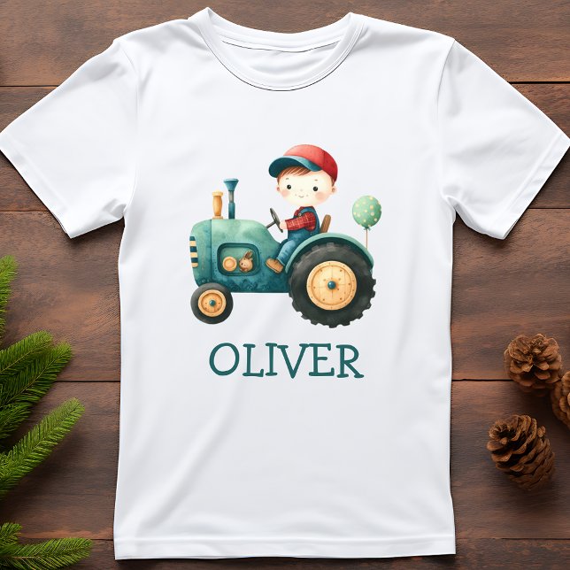 Camiseta Trator verde-bonito para rapazes personalizado (Criador carregado)