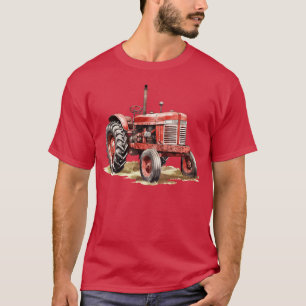 Camiseta Trator Vermelho Antigo Fazenda Agricultor Agricult