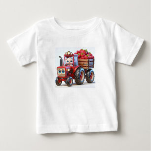 Camiseta Trator Vermelho com Urso e Framboesa