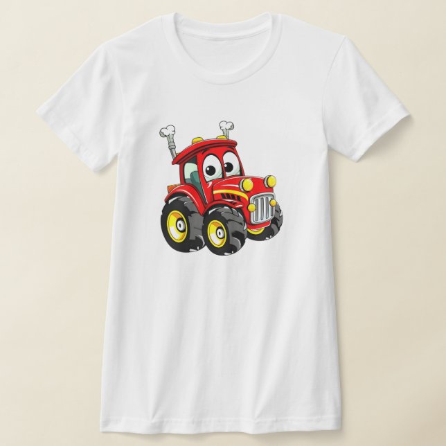 Camiseta Trator Vermelho de Cartoon Bonito (Postura )