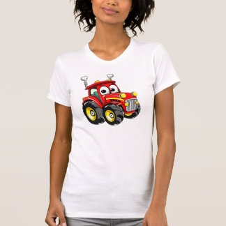 Camiseta Trator Vermelho de Cartoon Bonito