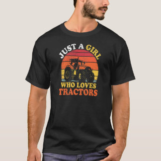 Camiseta Trator Vintage Apenas Uma Menina Que Ama Tratores