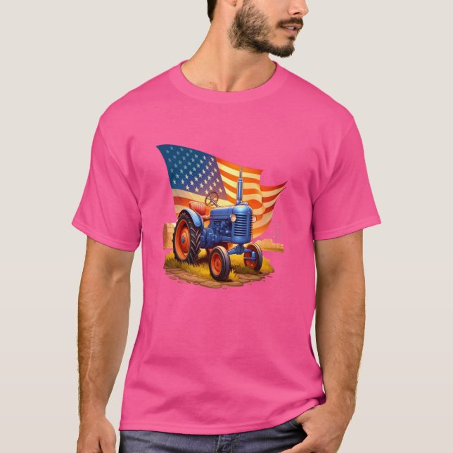 Camiseta Tratores de Fazenda retrorreflectores EUA Bandeira (Frente)