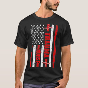 Camiseta Trauma Enfermeira Americana do Pulso Cardíaco