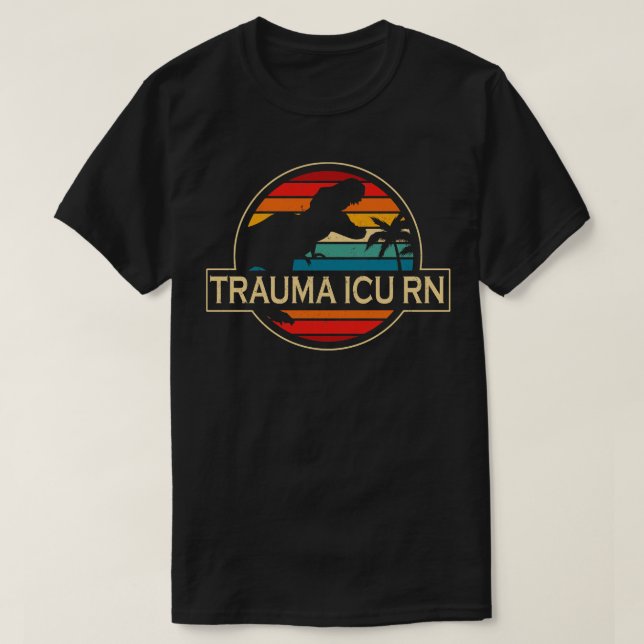 Camiseta Trauma ICU RN Dinossauro (Frente do Design)