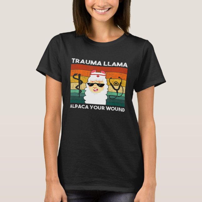 Camiseta trauma lama alpaca sua ferida alpaca (Frente)
