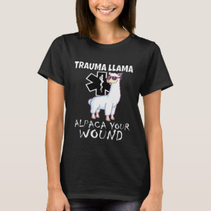 Camiseta Trauma Llama Emt Médico Ems Alpaca Sua Ferida