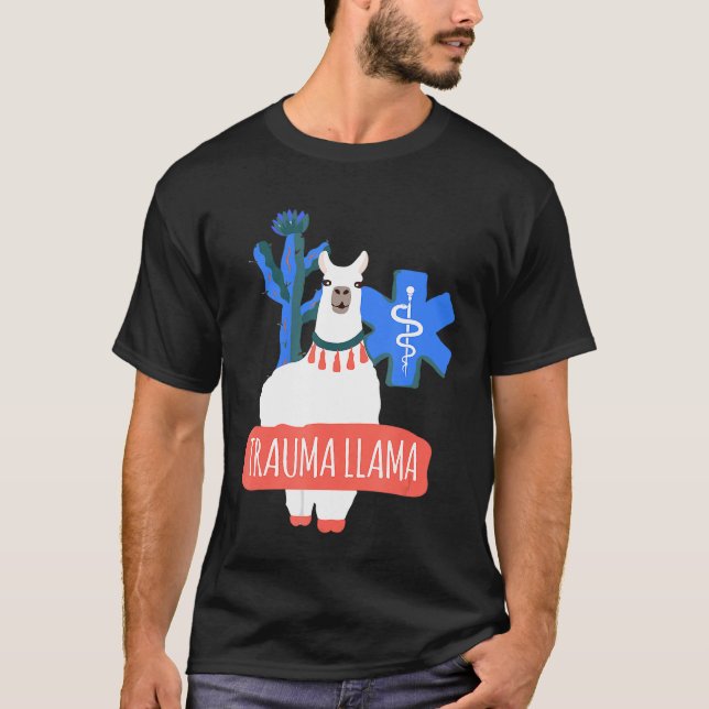 Camiseta Trauma llama Llama Piadas paramédicas EMS EMR. (Frente)