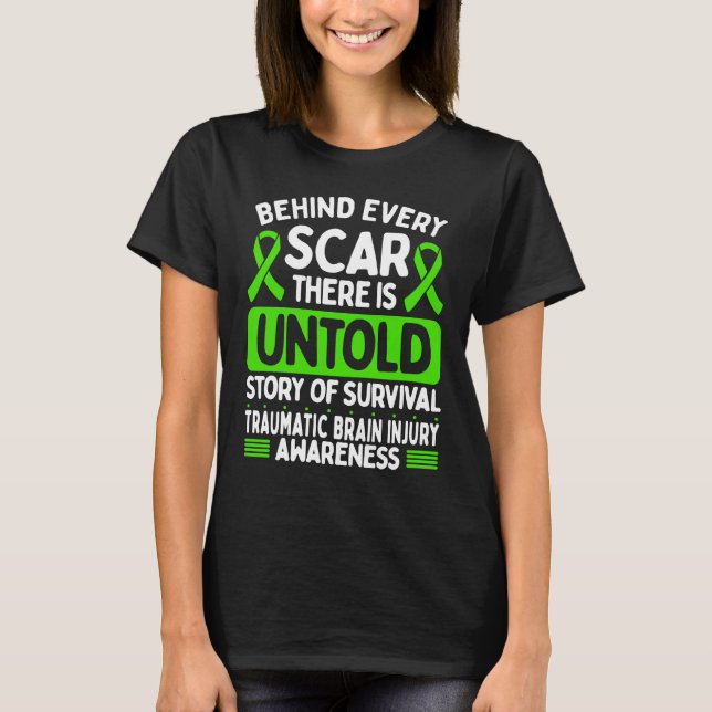 Camiseta Traumatic Brain Injury Awareness Every Scar Green (Frente)