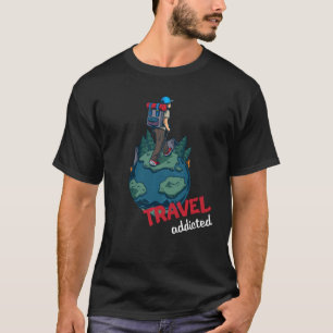 Camiseta Travel Addicted Hiking Backpacker World Tour