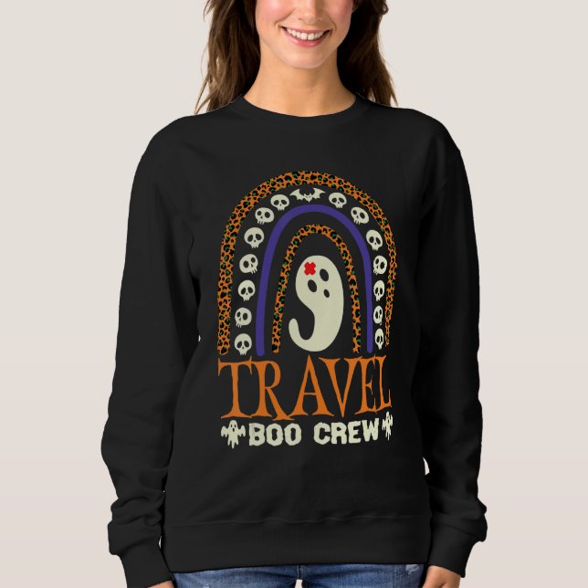 Camiseta Travel Boo Crew Nurse Halloween Nurses Cute Ghost  (Frente)