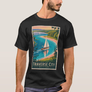 Camiseta Traverse City Michigan Illustration Viagem Art