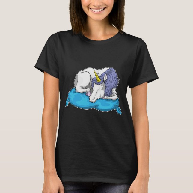 Camiseta Travesseiro de sono do Unicorn (Frente)