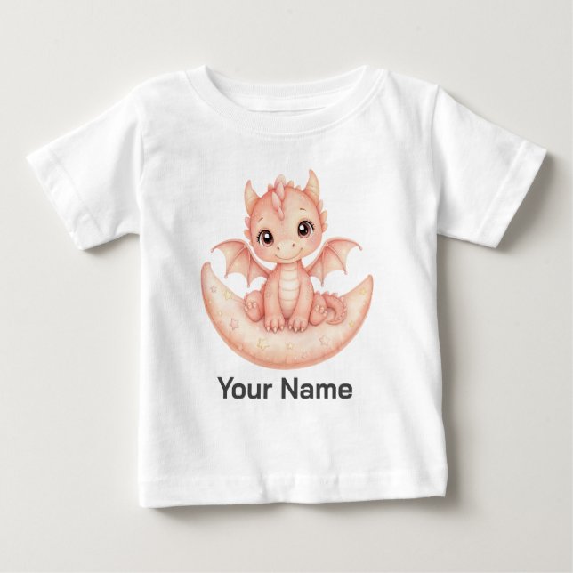 Camiseta Travesseiro Personalizado Lua Estrelas Bebê Dragão (Frente)