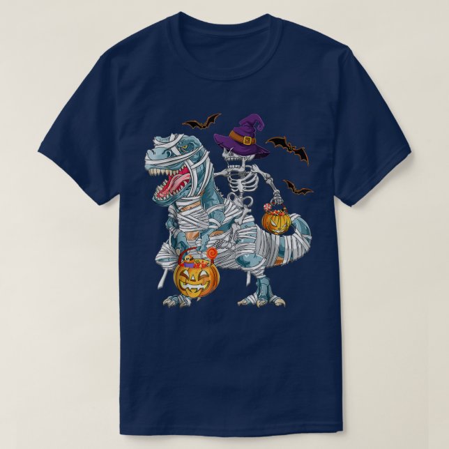Camiseta tre dinossaur Skeleton Andando Mummy Dinossaur (Frente do Design)