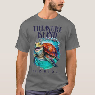 Camiseta Treasure Island Florida Watercolor Happy Sea Turtl