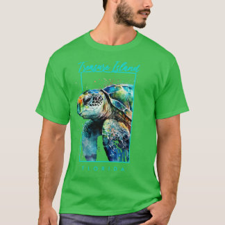 Camiseta Treasure Island Florida Watercolor Sea Turtle Port