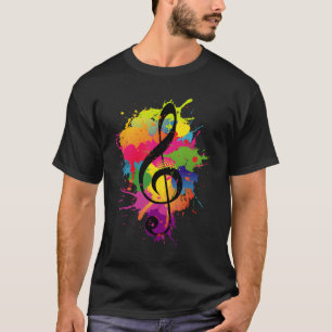 Camiseta Treble Clef Colortion Paint Splatters Music Theory