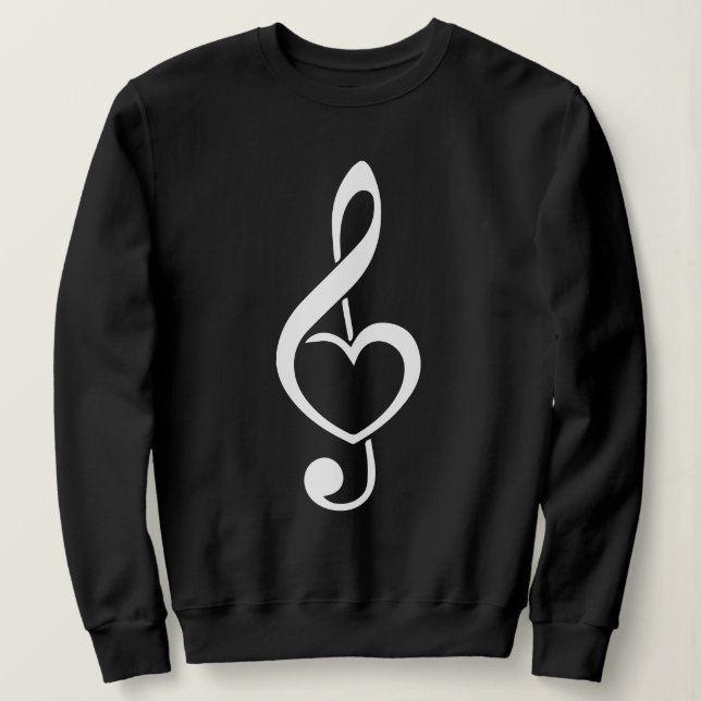 Camiseta Treble Clef Heart Music Note (Frente do Design)