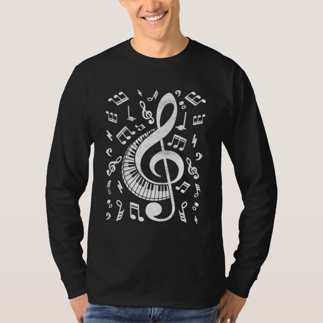Camiseta Treble Clef Keyboard Piano   Pianist Classical Mus (Frente)