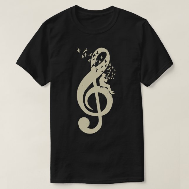 Camiseta Treble Clef Music Bugle Vintage (Frente do Design)