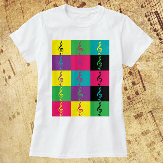 Camiseta Treble Clef Music Pattere Bright Colorful