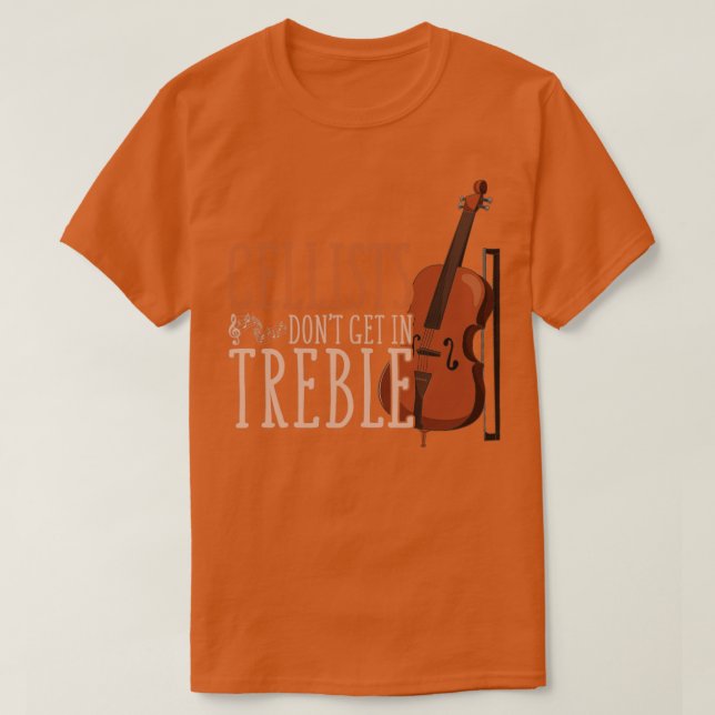 Camiseta Treble Clef Musico Funny Cellist (Frente do Design)