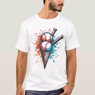 Camiseta Trecho de Baseball Divertido - Arte Cone de Sorvet