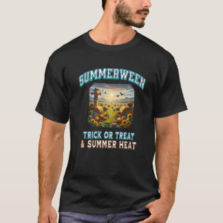 Camiseta Trecho de Verão do Halloween ou Tratar Engraçado P