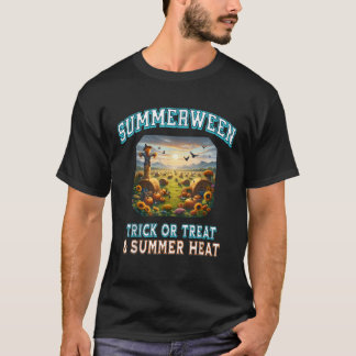 Camiseta Trecho de Verão do Halloween ou Tratar Engraçado P