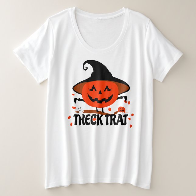 Camiseta Treck Trat Pumpkin sorrindo (Frente do Design)