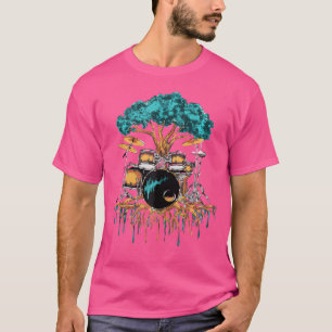 Camiseta Tree Drum Set Art Drumming Men Mulheres Drumm Músi