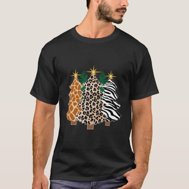 Camiseta Tree Leopard Zebra Giraffe Impressão de presentes  (Frente)