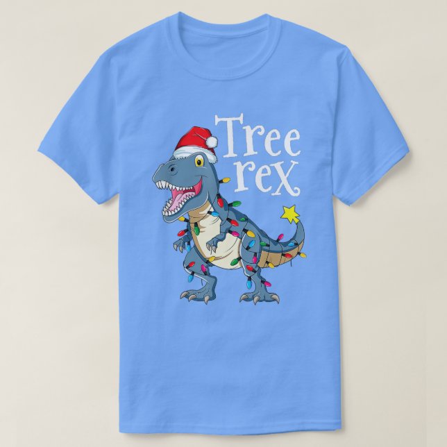 Camiseta Tree Rex Christmas Pajamas Boys Kids TRex Dinossau (Frente do Design)