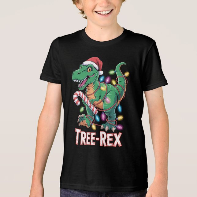 Camiseta Tree-Rex Dinosaurier - T-Rex mit Lichterkette (Frente)