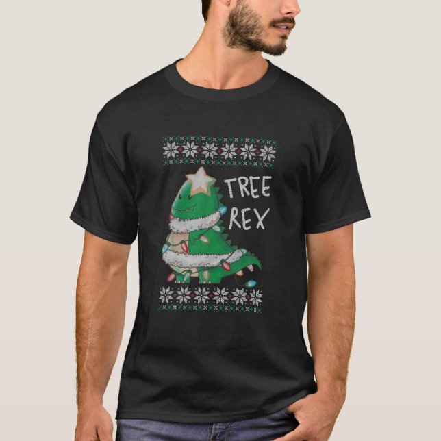 Camiseta Tree Rex Dinossaur Feliz Natal Feio S (Frente)