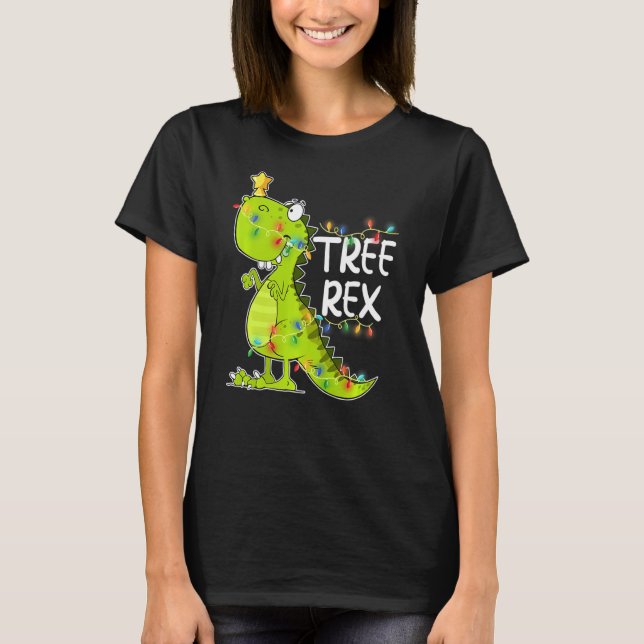 Camiseta Tree Rex Dinossaur T Rex Natal Pijamas Homens (Frente)