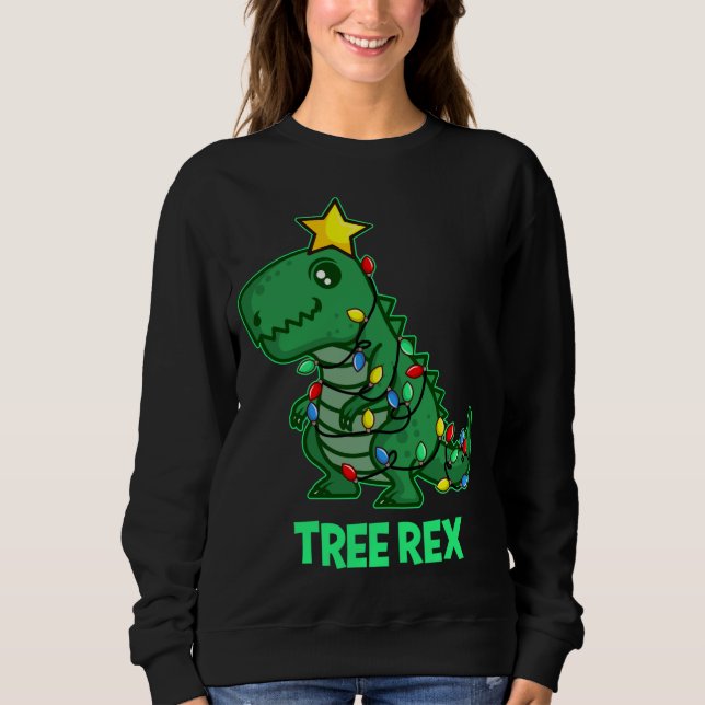 Camiseta Tree Rex Funny Cute Retro Christmas Dino (Frente)