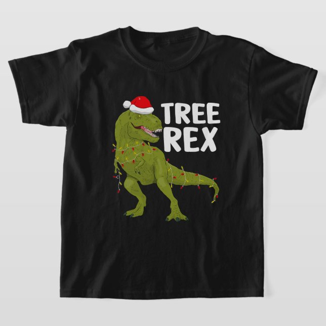 Camiseta Tree Rex natal Luzes Dinossauros Crianças Toddl (Postura )