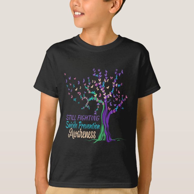 Camiseta Tree Ribbon Still Fighting Suicide Prevention Awar (Frente)