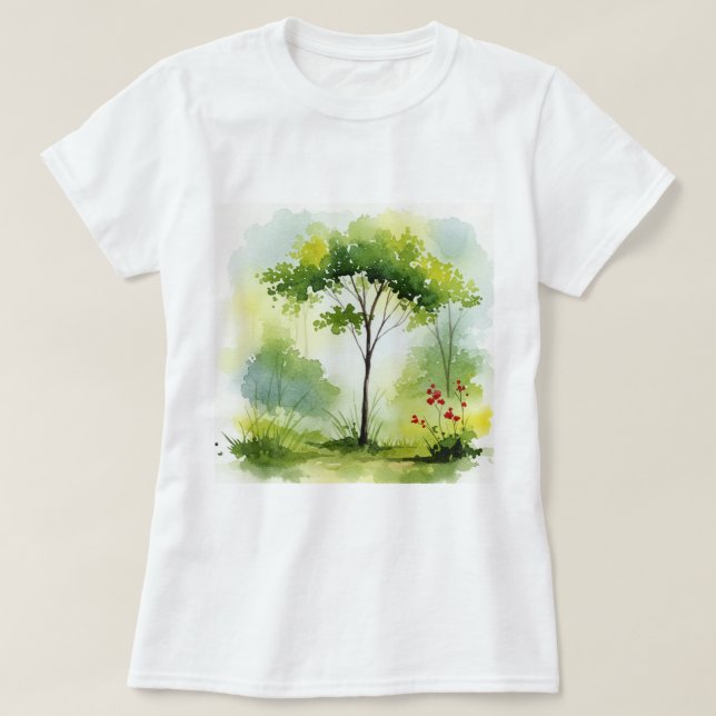 Camiseta Tree surrounded by green vegetation (Frente do Design)