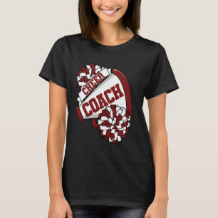 Camiseta Treinador Cheio com Megaphone e Pom Poms Maroon