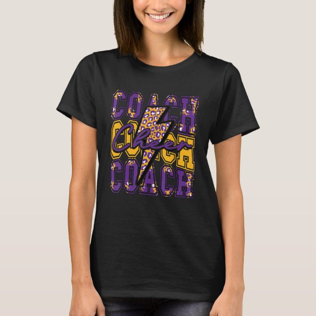 Camiseta Treinador Chening Bolt Cheer Leopard Purple Go (Frente)